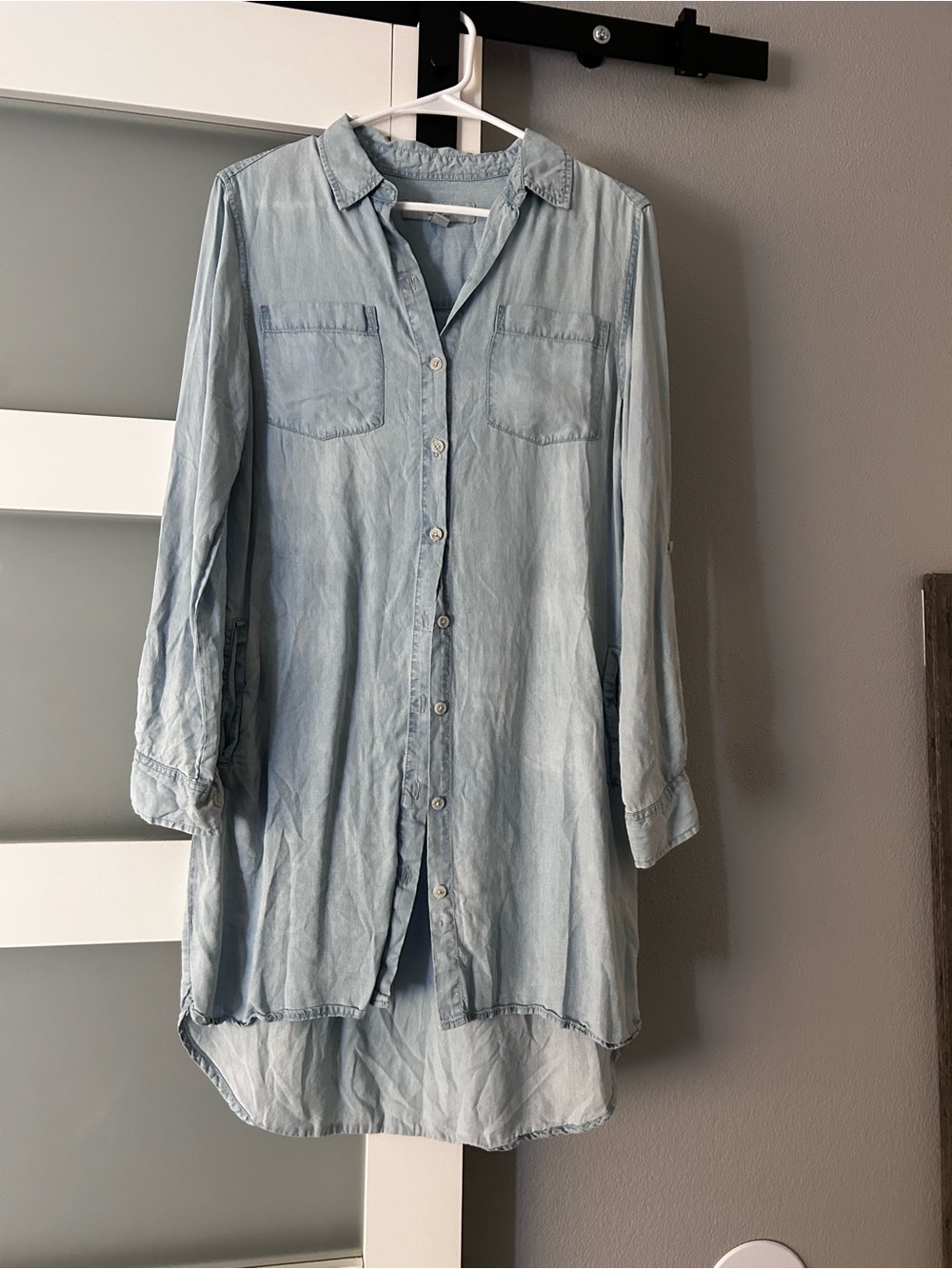 Light Blue Men's Chambray Button-Up Shirt
